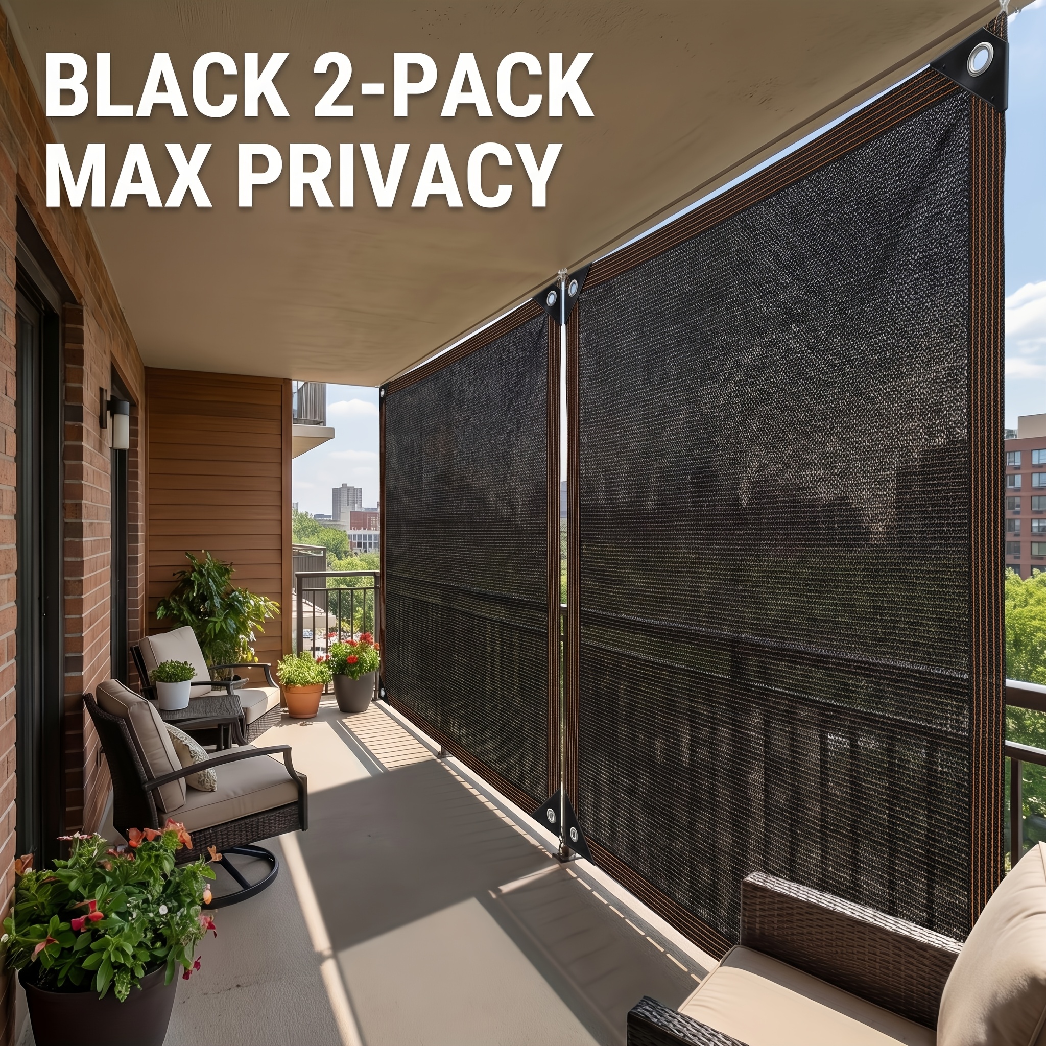 2 pack shade cloth black   shade sail   outdoor patio garden privacy screen