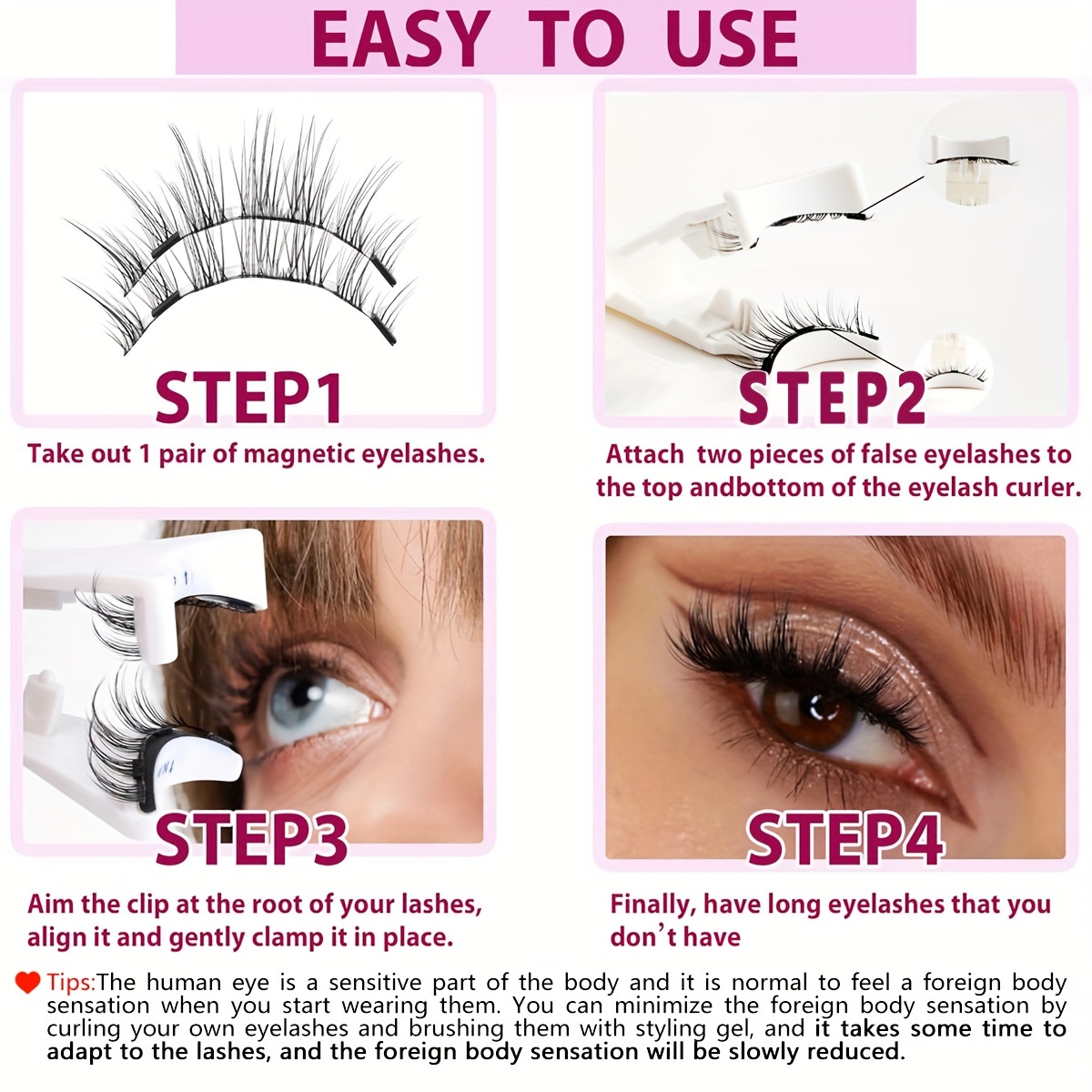 three piece magnetic false eyelashes of magnetic false eyelashes for to apply makeup quickly dating and dancing makeup integrated box with eyelash curler convenient to carry Product details 1
