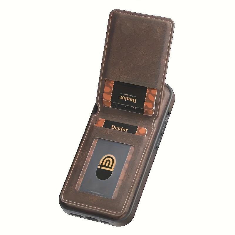 leather magnetic phone bag wallet card holder for iphone magnetic card holder holder can hold phone card case details 1