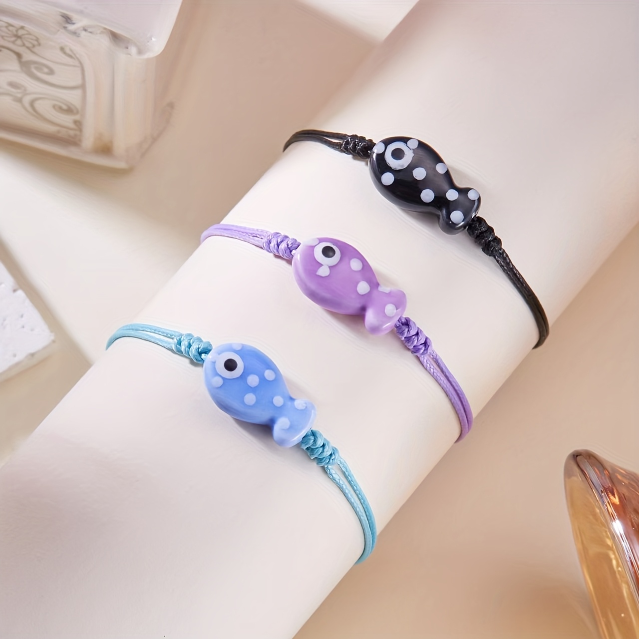 Adjustable Ceramic Fish Bracelet Hand Woven Wristband