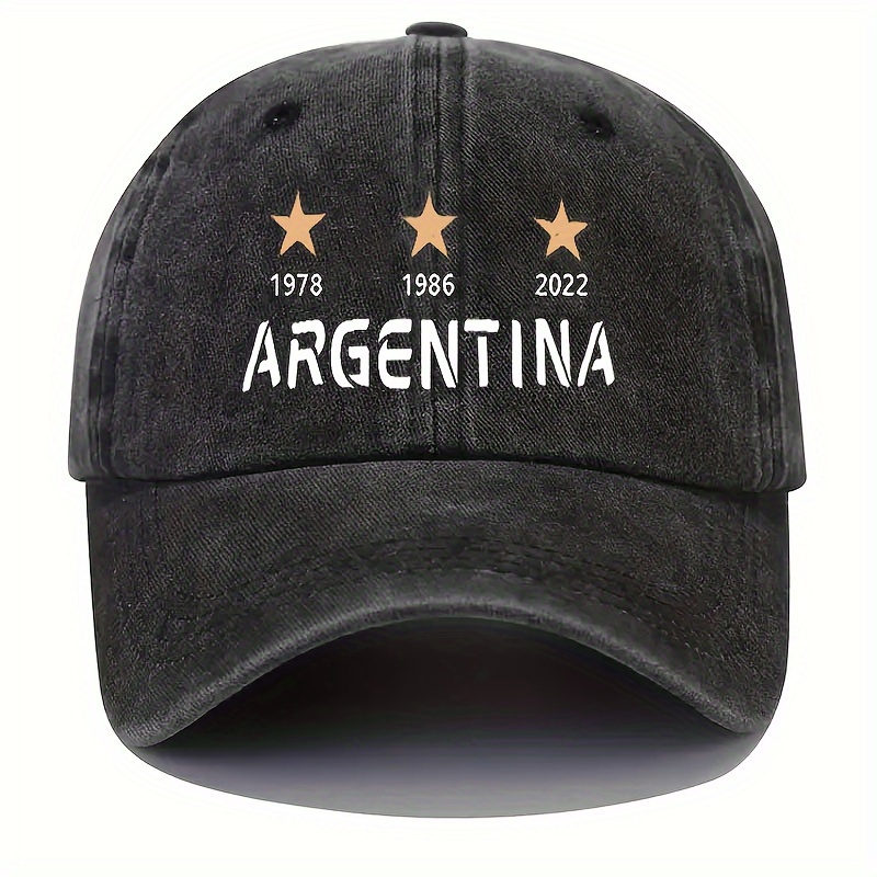 

Cool Hippie Curved Brim Baseball Cap, Argentina Print Distressed Cotton Trucker Hat, Snapback Hat For Casual Leisure Outdoor Sports