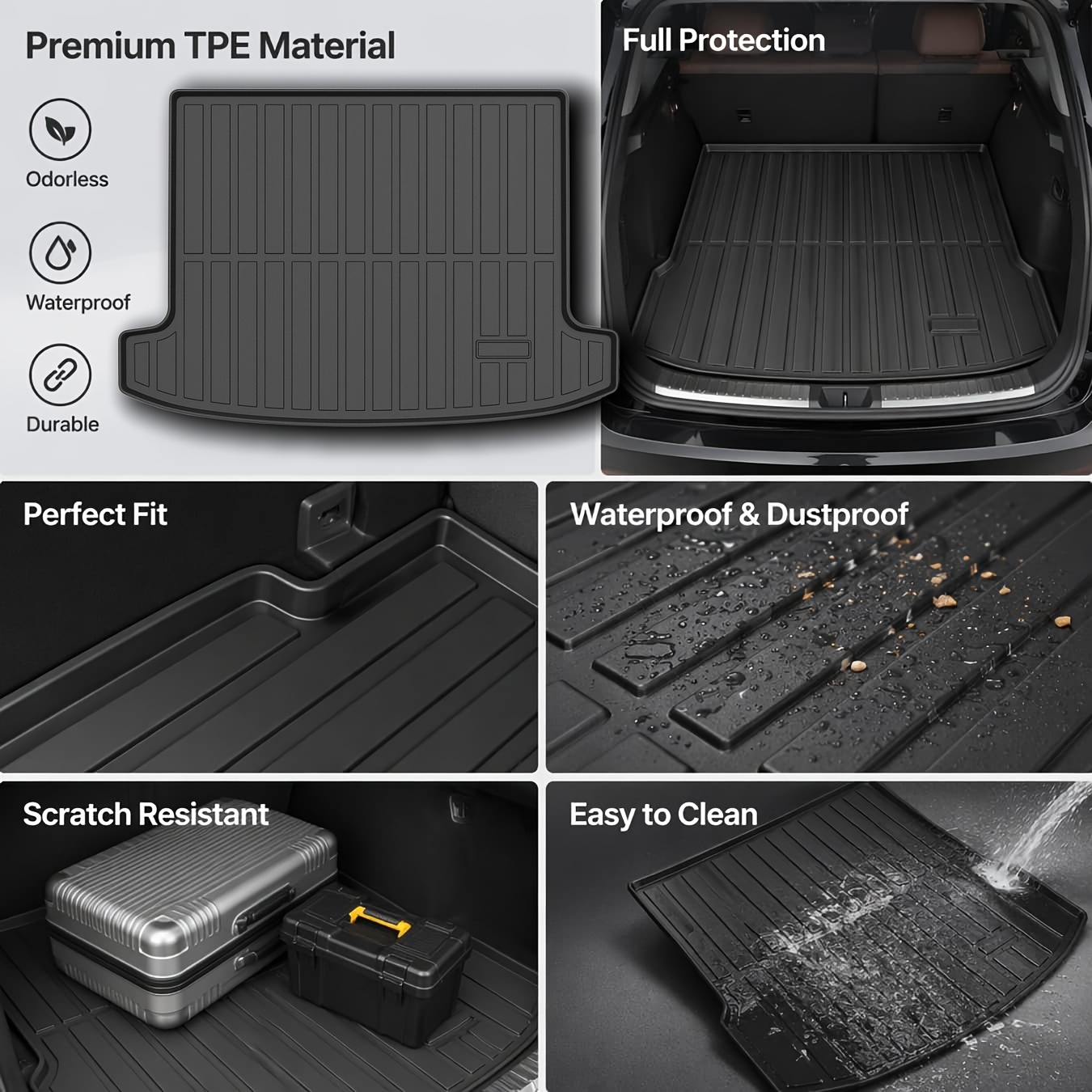 TEMU Pour Chery pour J7 (Essence) 2023-2025 Tapis de Coffre de Voiture 3D Surround en TPE - Imperméable - Texture Antidérapante - à l' - S'
