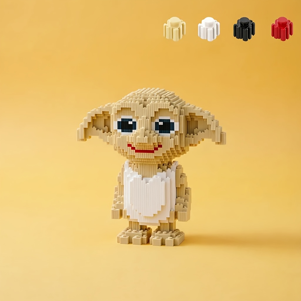 TEMU Warner Bros. Juego de bloques de construcción de Dobby de 1000 piezas, divertido juguete de construcción entrelazado, plástico duradero, adorno
