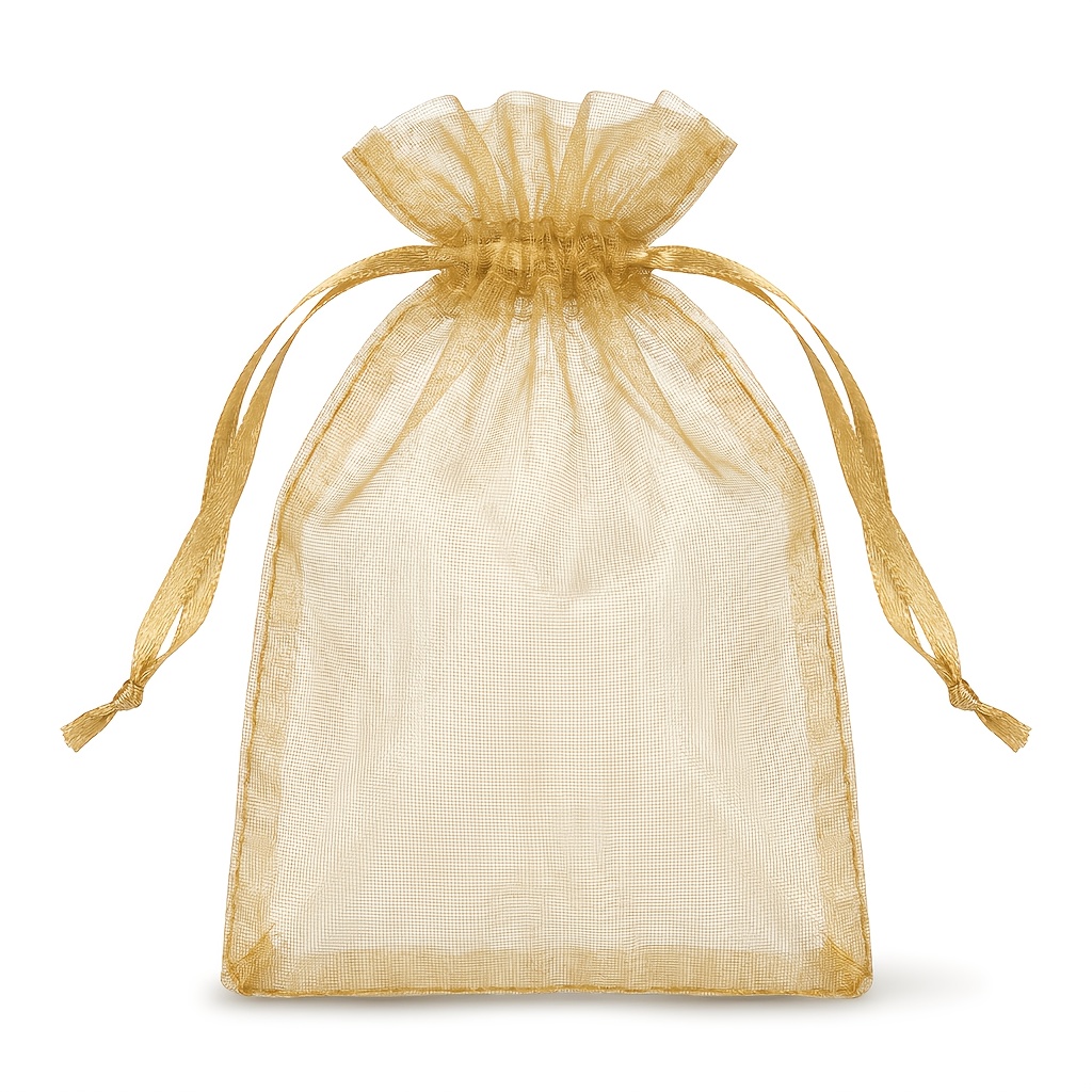 TEMU Gift For Her/him Elegant Golden Drawstring Candy Bag, Suitable For Halloween 11x16 Cm Shiny Mesh Pouch, Ideal For Small Gifts, Classroom Prizes,