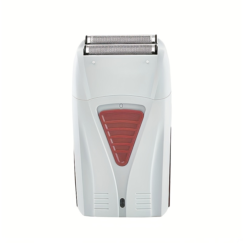 TEMU Men's Usb Rechargeable Electric Shaver, Portable Dual-head Razor With Stainless Steel , Over Of , White And , Beard Grooming Tool,