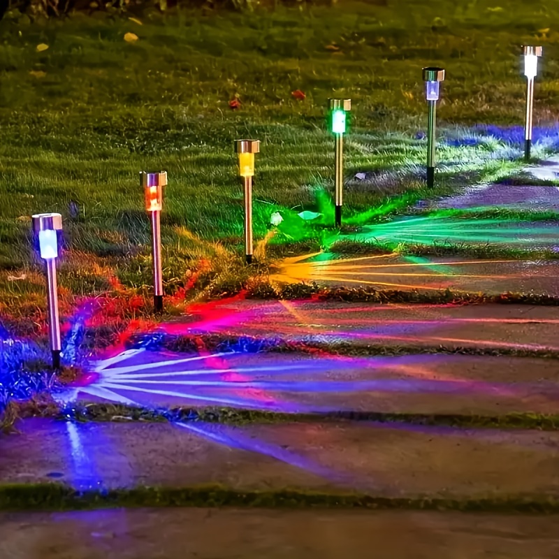 TEMU 2026 New Outdoor Solar Stainless Steel Small Tube Lights, Ip44 Solar Pathway Lights, Landscape Solar Lights, Front Yard Garden Lights, Suitable