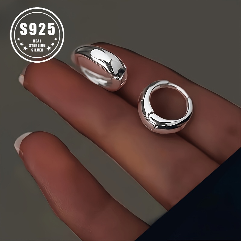 

S925 Minimalist Style Hoop Earrings, Elegant Gloss, Stylish Earrings Suitable For Wedding Wear, Chic Style, Women Jewelry Decoration.2.05g/0.07oz