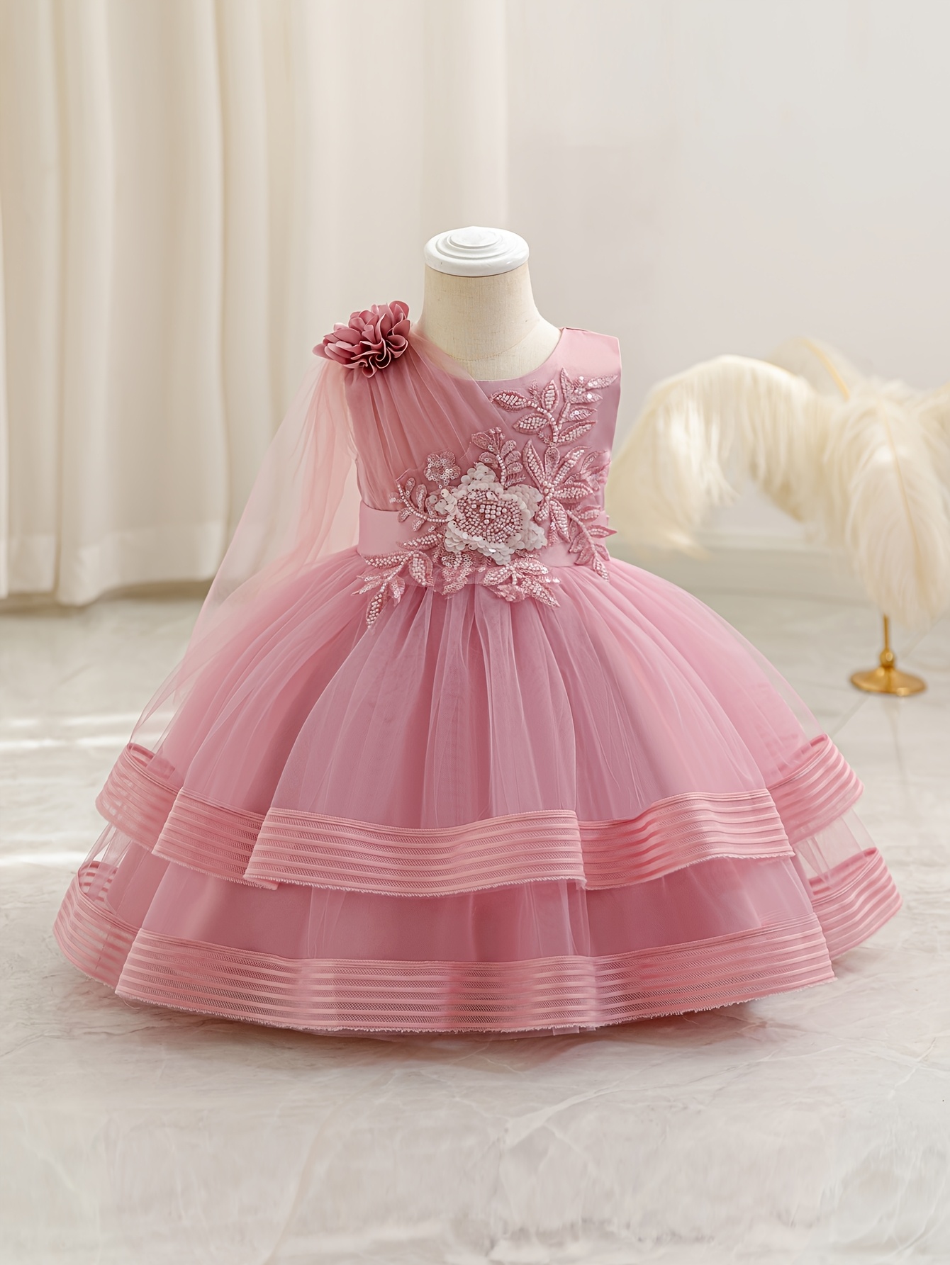 Children'S Wedding Dress Tulle Dress Girls' Tutu Princess Dress Sequined 3D  Flower Dress Performance Outfit Party Dress Holiday Dress Back-To-School  Ceremony School Prom Opening Dance Graduation Ball ...