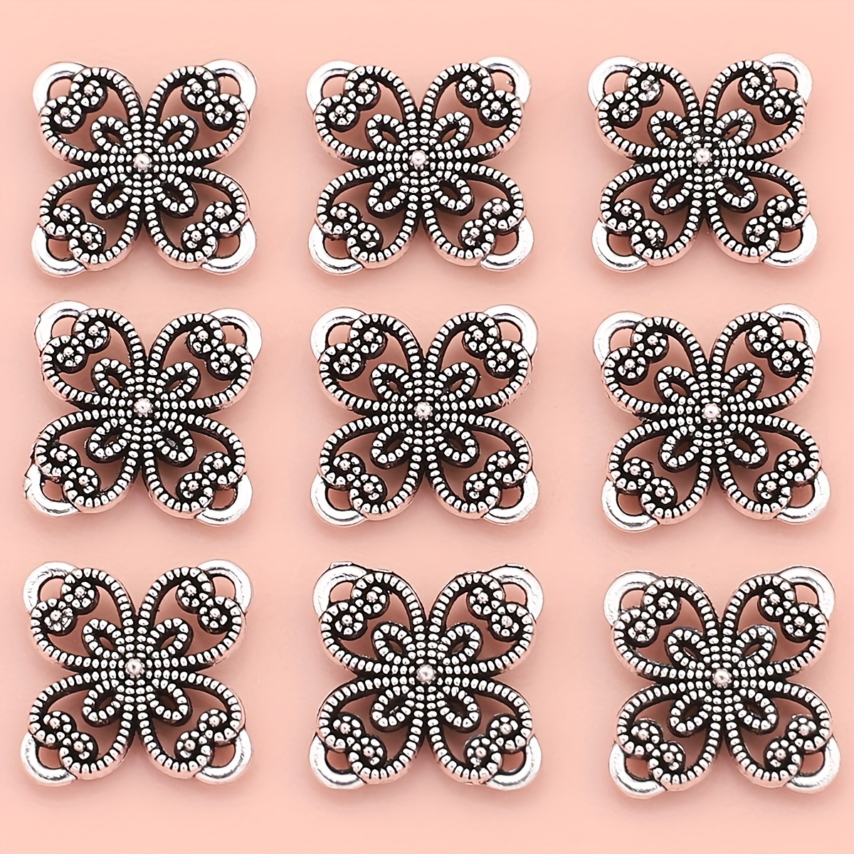 E-shop 30 Stück Vierblatt-Klee-Anhänger, Zinklegierung Doppel-Loch Charms für Armbänder und Halsketten, Schmuckherstellungszubehör, Perlenzubehör,