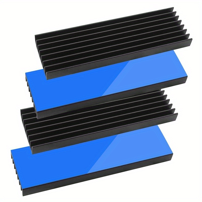 Equipped With Sinks, Thermal Adhesives Sheets, 4pcs Of High-temperature Resistant Heatsink For Cooling Cpu Ic Chip Circuit Board Suitable Led Amplifier Aluminum Black 70mm × 22mm × 6mm