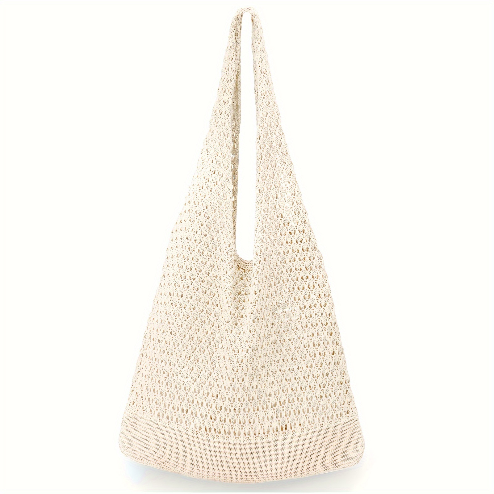 

Women's Boho Crochet Tote Bag, Hollow Out Knit Shoulder Handbag For Summer Beach And Casual Use