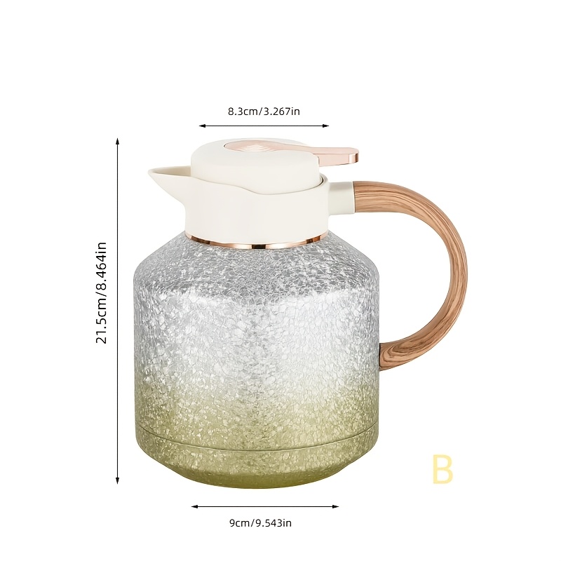 item picture   gradient insulated pot household vacuum stainless steel warm pot office portable coffee pot imitation wood texture handle stewed tea pot 1 8l large capacity hot water kettle