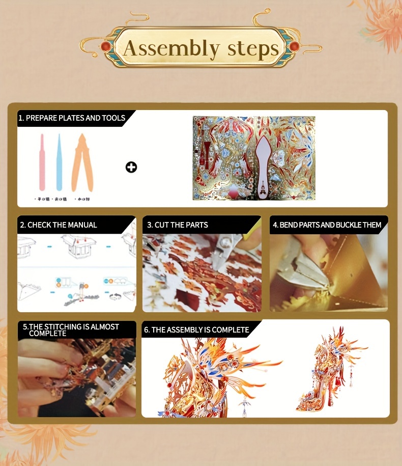  magic crystal shoes metal puzzle assembly toy diy handmade challenge game learning educational puzzle toy details 9