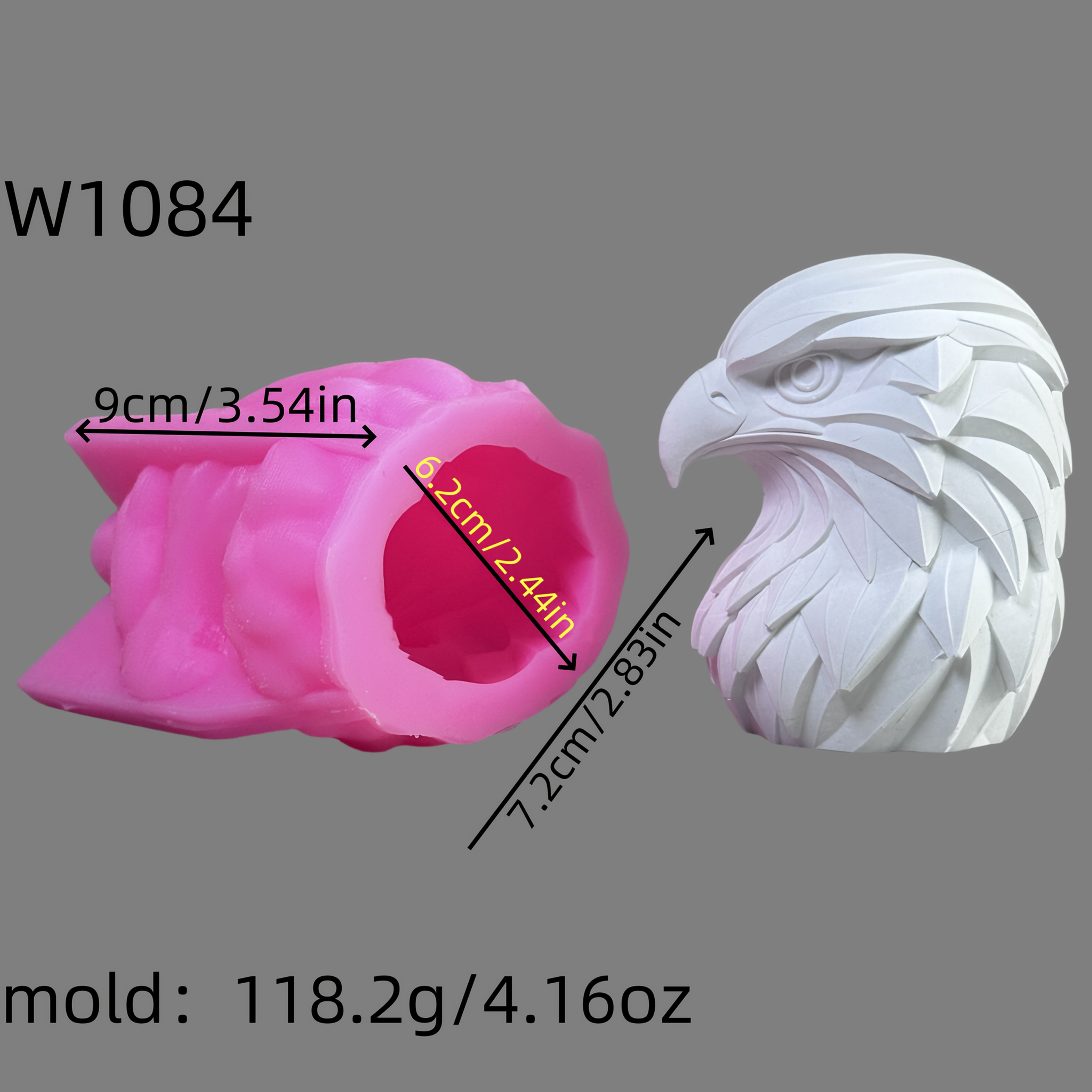 Image of Eagle Head 3d Mold - Realistic Bird Decoration With Socket, Compatible With Resin, Silicone, Plaster, Candle Making - For Home Decor, Jewelry, Keychains - Durable & Flexible Casting Mold