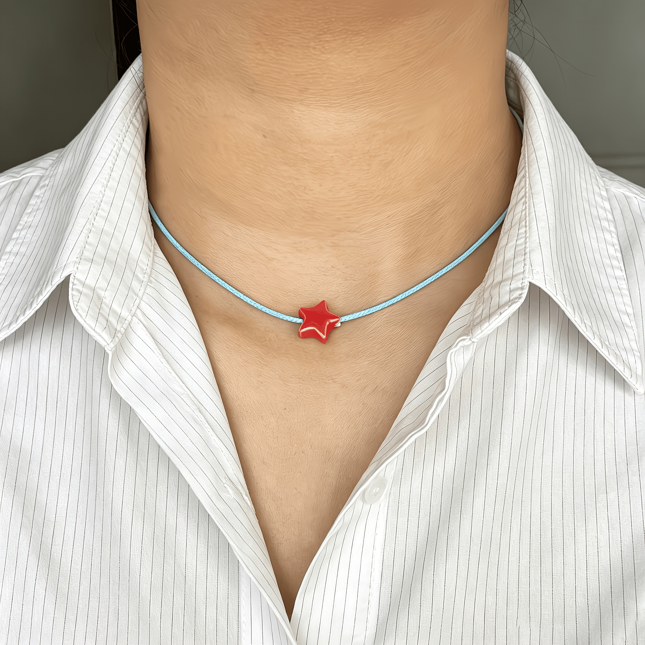 Minimalist Handcrafted Ceramic Star and Heart Pendant Necklace