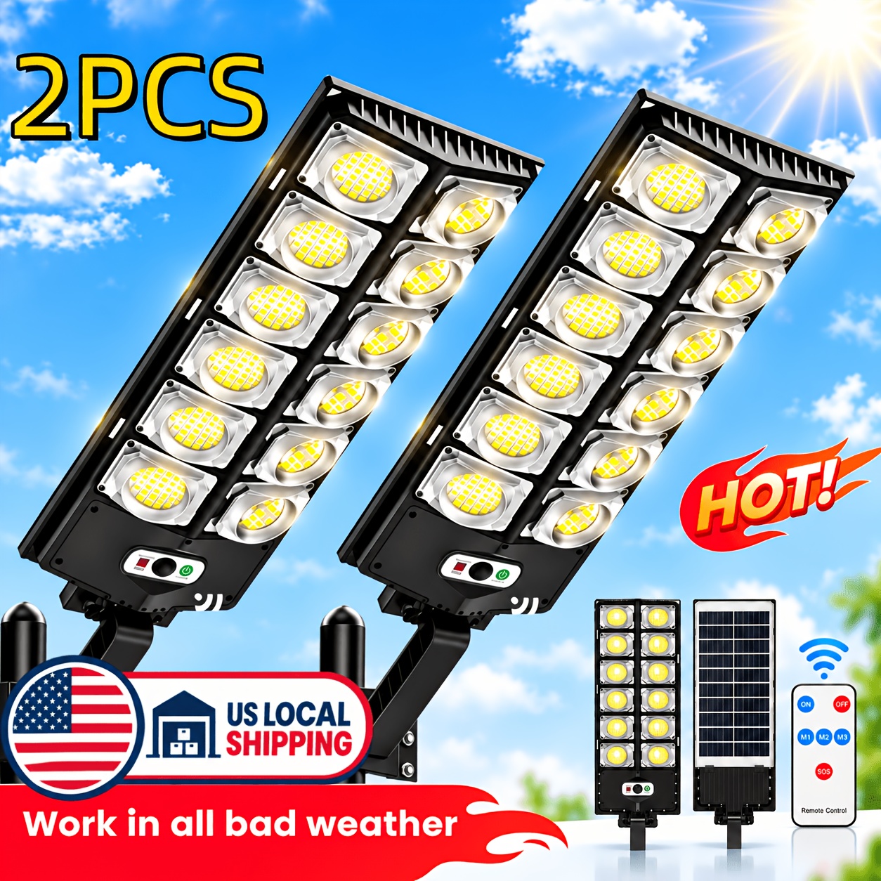 TEMU 4/2/1pc Garden Lighting, Exterior Wall Lighting, Solar Street Light, Outdoor Solar Light With Motion Sensor, Ip65, Commercial Lighting, 360° Smd