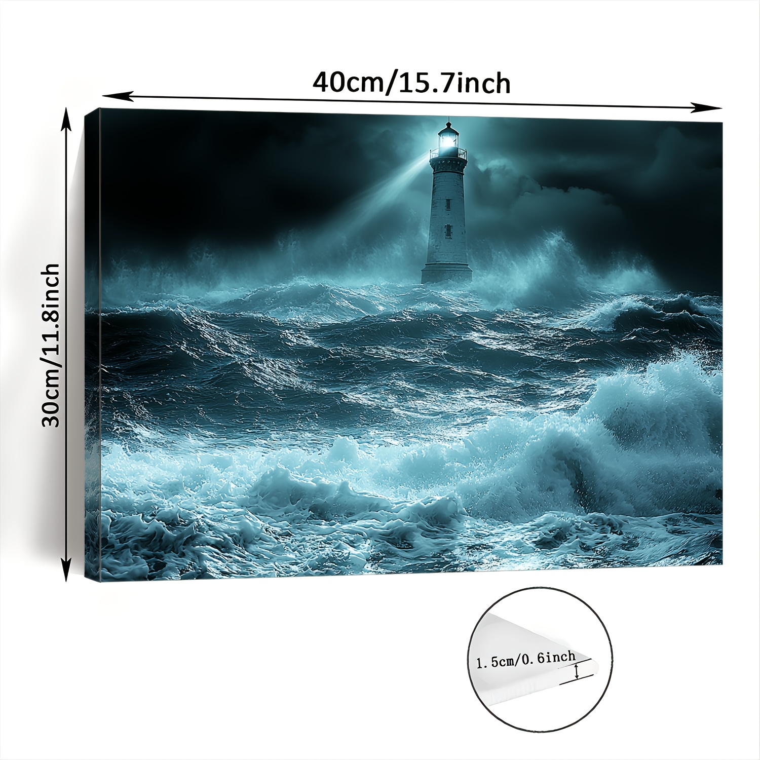 TEMU Stunning Lighthouse Canvas Art - Wooden Framed Wall Decor For Living Room, Bedroom, Kitchen & Office - Perfect Christmas Gift, 29.97x39.88cm,