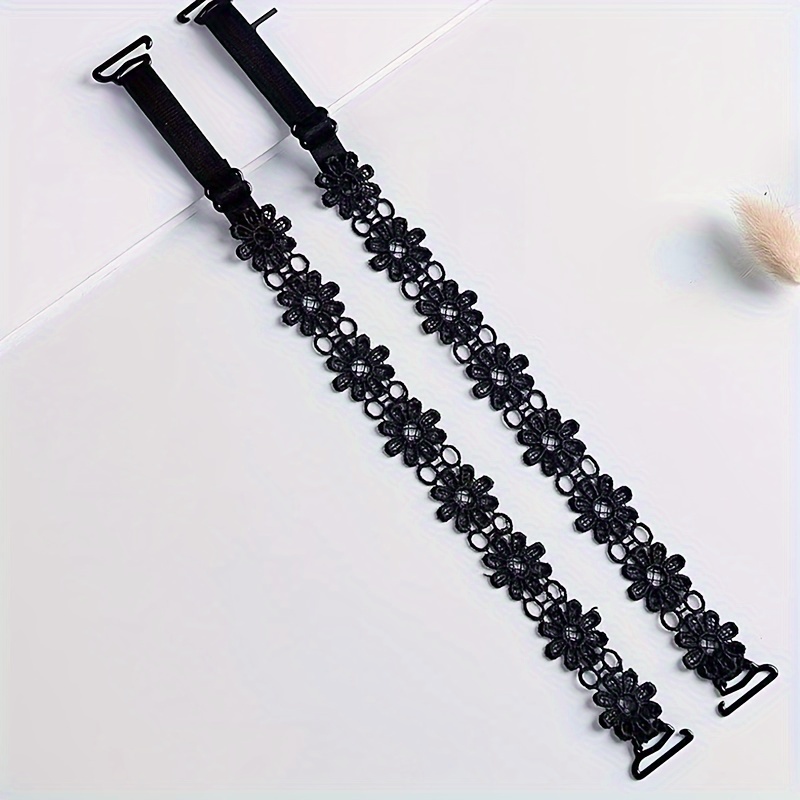 Image of 1pair/2pcs Embroidery Bra Straps, Invisible Adjustable Underwear Straps, Women's Lingerie & Underwear Accessories