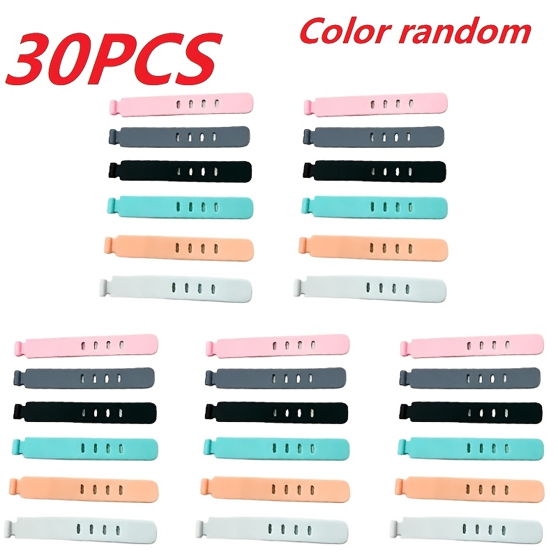 TEMU 30pcs de Cable de Silicona Reutilizables de Color Aleatorio - Organizadores de Cables para Auriculares, Cargadores USB y Electrónicos, Plástico