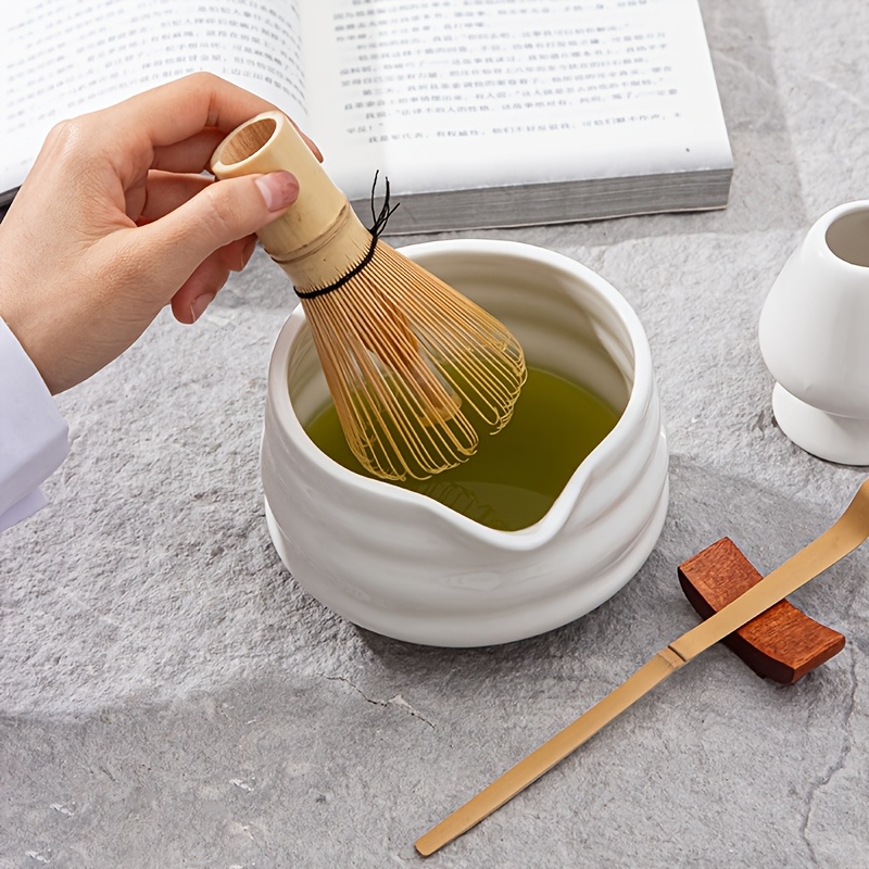 Matcha Whisk Set 16.9oz Ceramic Matcha Bowl With Spout Matcha Whisk Holder Bamboo Matcha Whisk Tea Scoop Tea Cloth Scoop Matcha Sifter