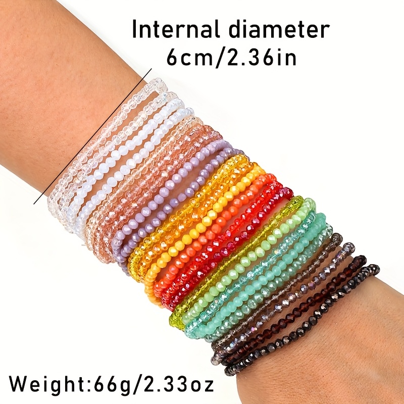 24pcs Rainbow Beaded Bracelet Set for Stylish Versatility