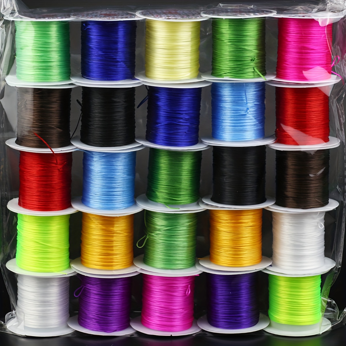 TEMU Elastic Beading Cord - 25 , 50m Each, Vibrant Selection Of Rubber Thread For Handmade Jewelry, Necklaces & Craft Projects - Bouncy And Durable Material