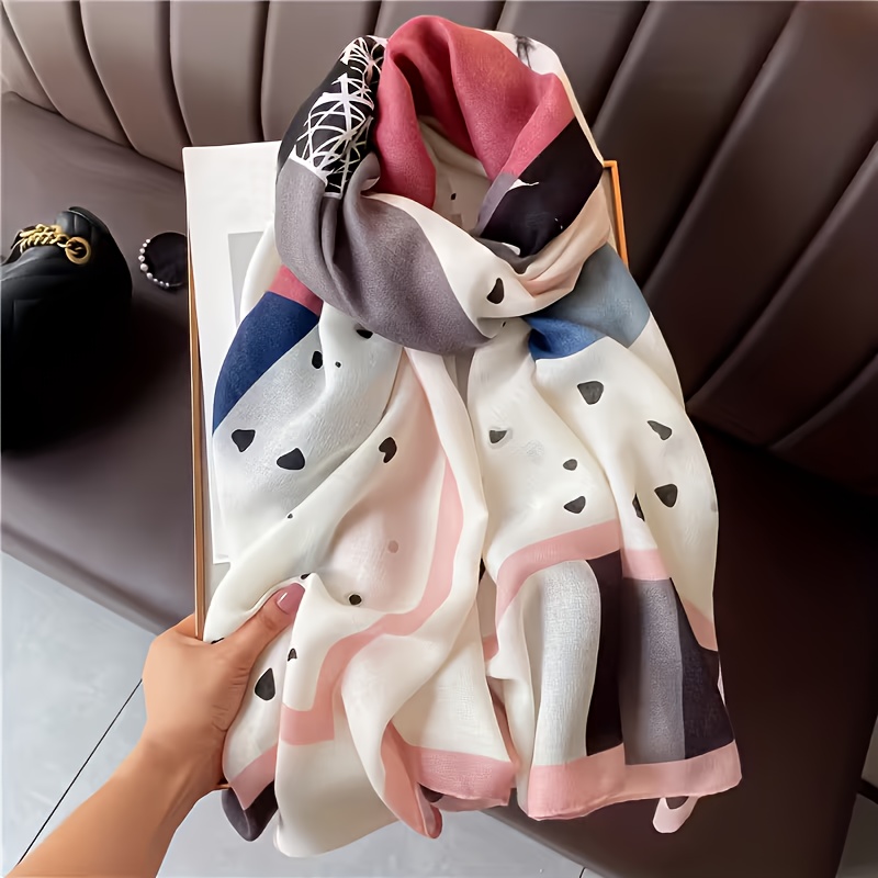 Fashion Poppy Dot Pattern Scarf Shawl, 3-color Options, Multi-functional Use, Lightweight And Breathable, Stylish Item, Wear