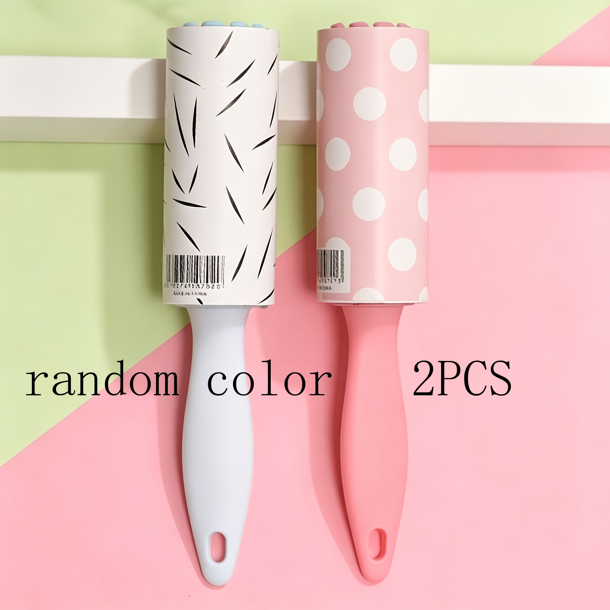 TEMU 2pcs Random Pet Hair Removers- Reusable Portable Lint Rollers With Ergonomic Handles, No Batteries Required, Convenient For Travel And Home Use-