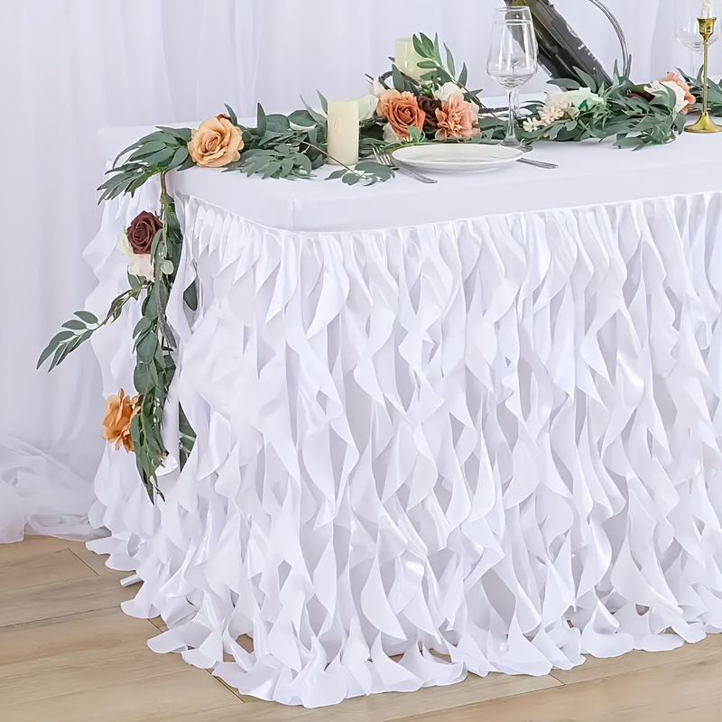 

1pc, Chiffon Table Skirt Decoration 6ft, Chiffon Tulle Table Skirt For Birthday Party, Shower, Gender Reveal, Wedding Shower, Valentine's Day, Prom (tablecloth Not Included)