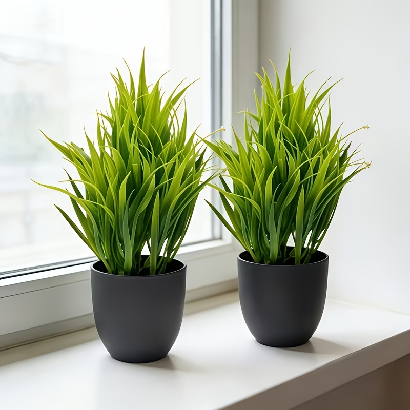 2pcs of Lifelike Artificial Green Potted Plants, Durable, Maintenance-free, and UV-resistant. These Artificial Greenery Pieces Are Suitable for Indoor/outdoor Decor, Perfect for Homes and Offices, Farmhouses and Gardens, and as Four-season Decorative