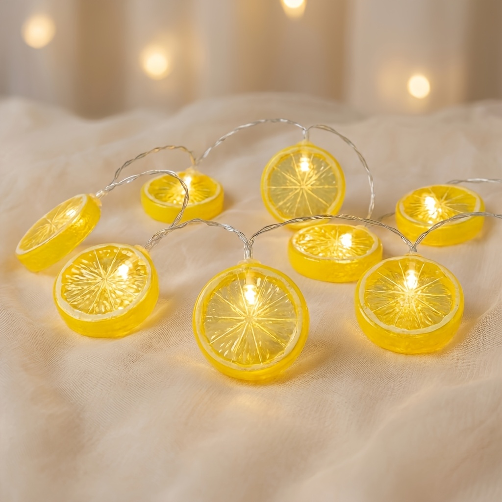 TEMU 1pc Graduation Season Lemon Shaped String Lights Battery Pack Style Fruit Theme (battery Not Included), 10led, Suitable For Thanksgiving