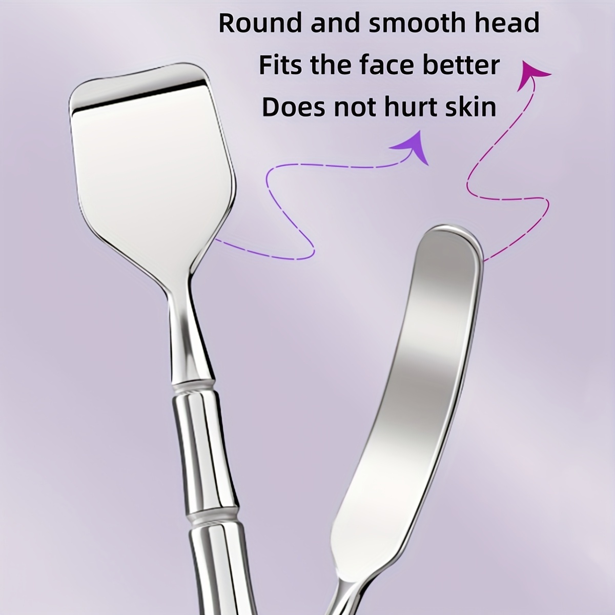 Ensemble de Pelle à Points Noirs en Acier Inoxydable, Outil d'Élimination des Points Noirs, Double Usage, Outil de Nettoyage Mort, Bâtonnet de Masseur Masque Multifonctionnel, Grattoir de Nettoyage Couleur Beige Clair