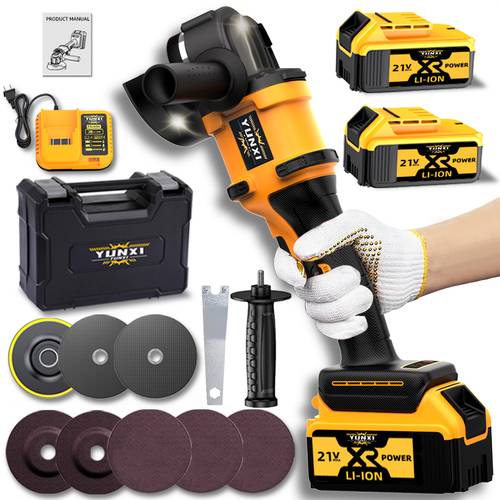 the 2025 brand new rechargeable angle grinder cordless polishing machine with two lithium ion batteries a fast charger and set of accessories making it versatile and