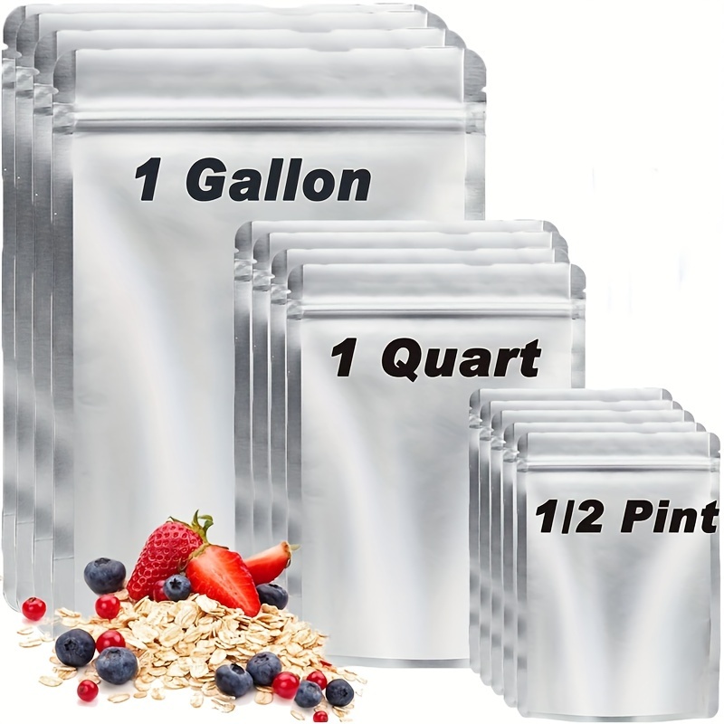 

100pcs Reusable Mylar Food Storage Bags - 9.4 Mil , Zipper Pouches For Long- - Nuts, Cookies, Cereals & More