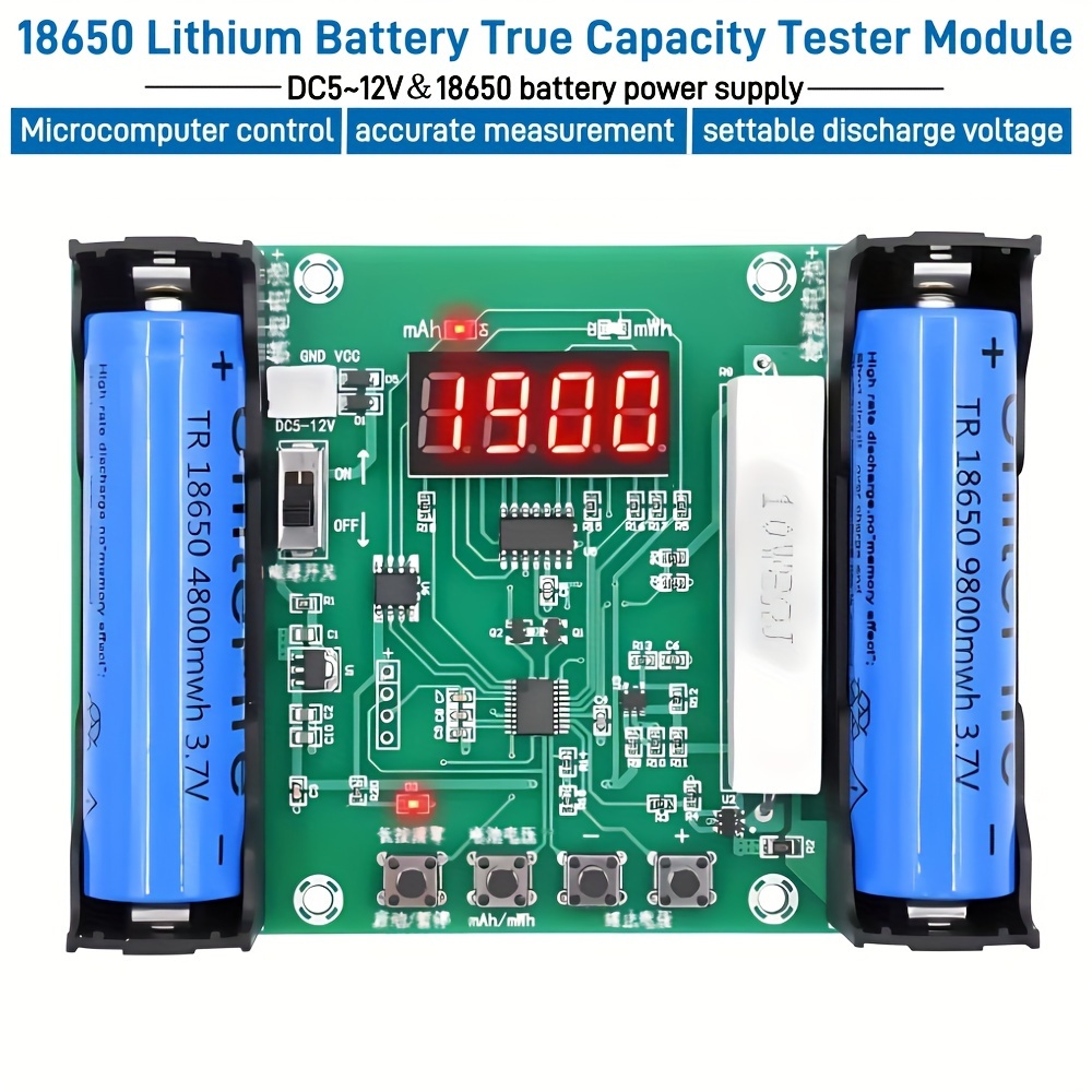 

Xh- 18650 Lithium Battery Capacity Tester - Dual Power, High Precision (0.1%), Low Standby & Discharge Currents - Ideal For Rc Cars, Drones & More