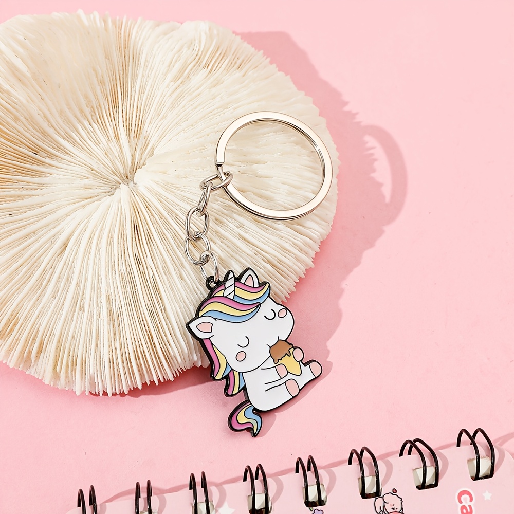 

1pc Whimsywear Cartoon Unicorn Keychain, Alloy Anime-style Pendant Detail, Ring Closure, Decorative Accessory For Keys, Bags, Ideal Birthday Gift