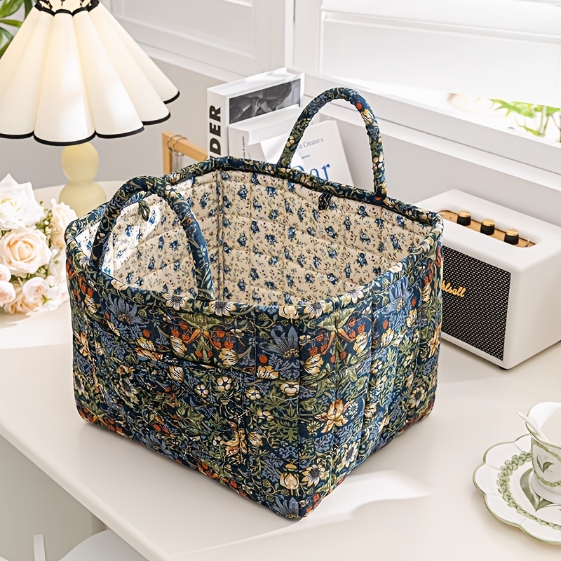 Handheld Home Fabric Storage Basket Pastoral Underwear And Miscellaneous Organizer Clothing Basket, Laundry Baskets