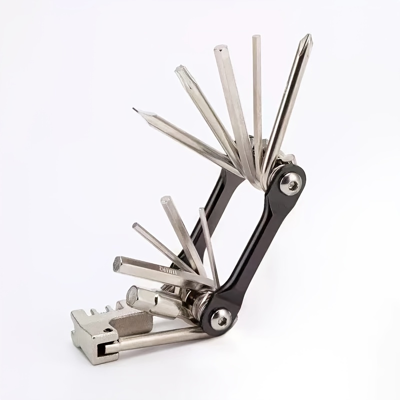 TEMU Kit d'outils de réparation de vélo multifonctionnel 11 en 1, 1 pièce, clé, tournevis, outils de réparation de chaîne, d'écrou hexagonal et d'