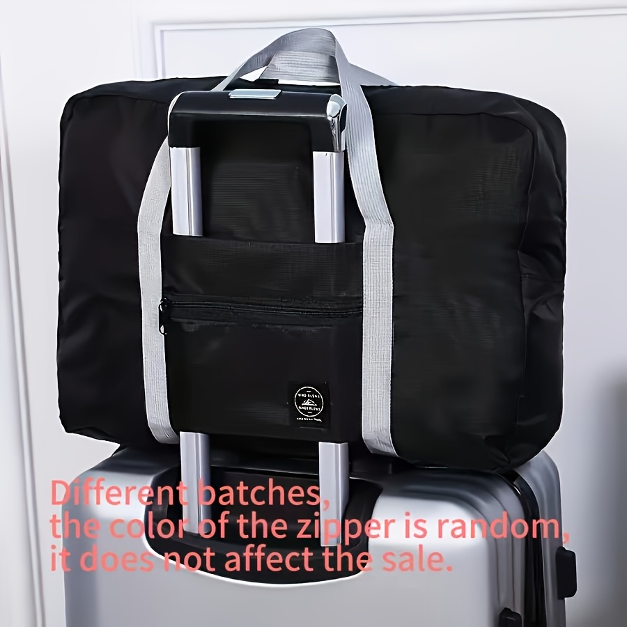 TEMU Lightweight Oxford Cloth Travel Bag-foldable, Portable Luggage, With Fixed Shoulder Strap, Zipper Closure, With Additions, Large-capacity