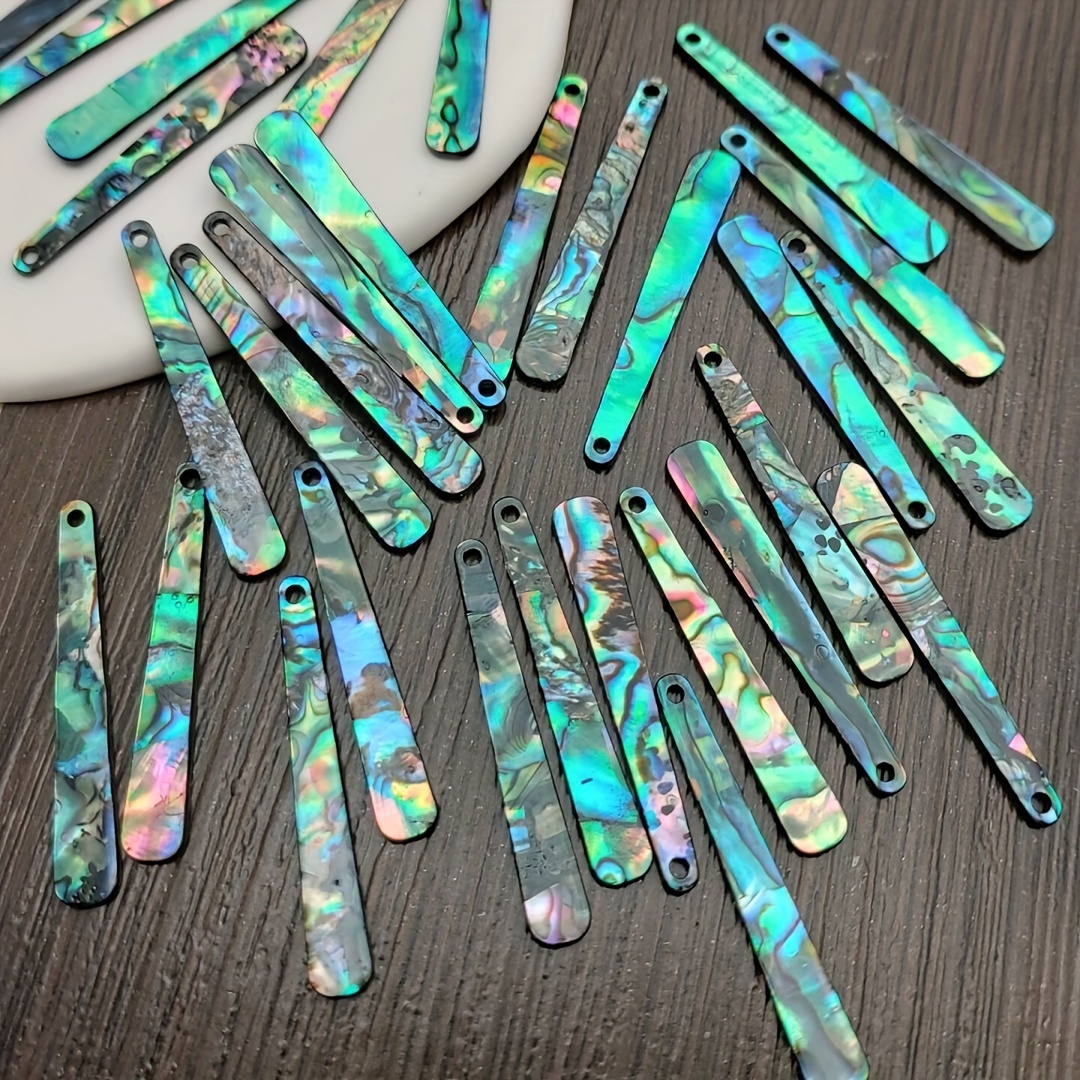 

Abalone Shell Pattern Acrylic Charms, Set Of 4, Iridescent Long Rectangular Pendants For Diy Earrings And Necklace Jewelry Making