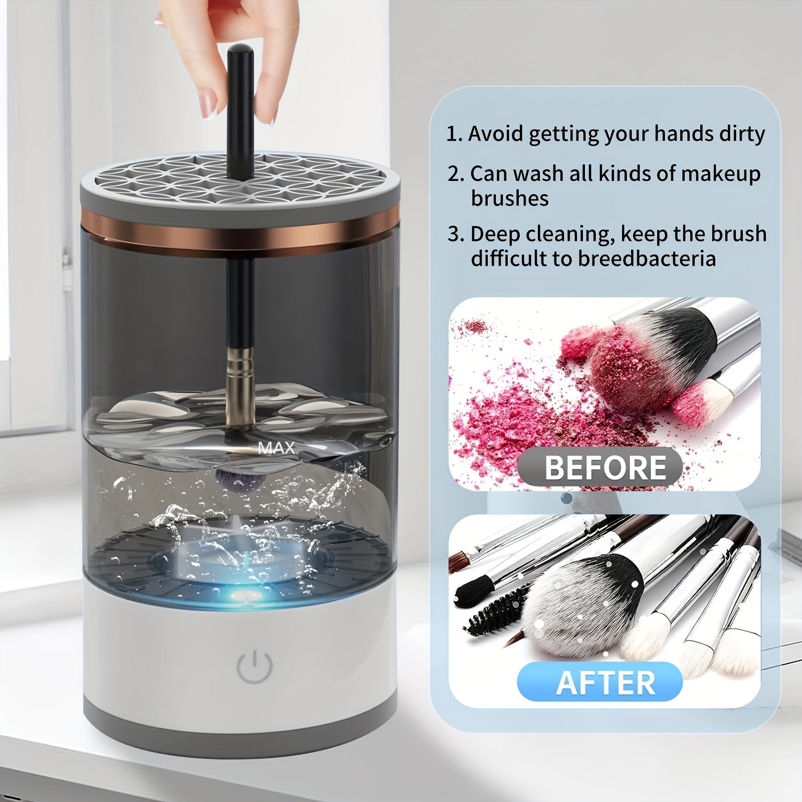 USB Powered Makeup Brush Cleaner - Easy Electric Washing and Drying Machine for Cosmetic Tools Details 3