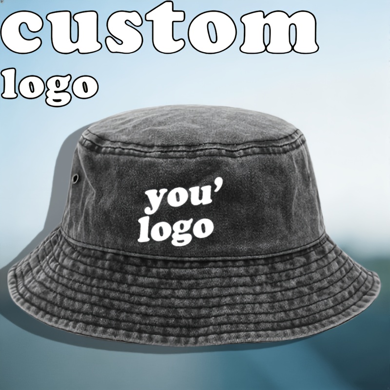 TEMU Customizable Retro Washed Bucket Hat With Patterns/names/photos/logos - Lightweight And Adjustable Unisex Sports Hat, Custom Personalized Texts