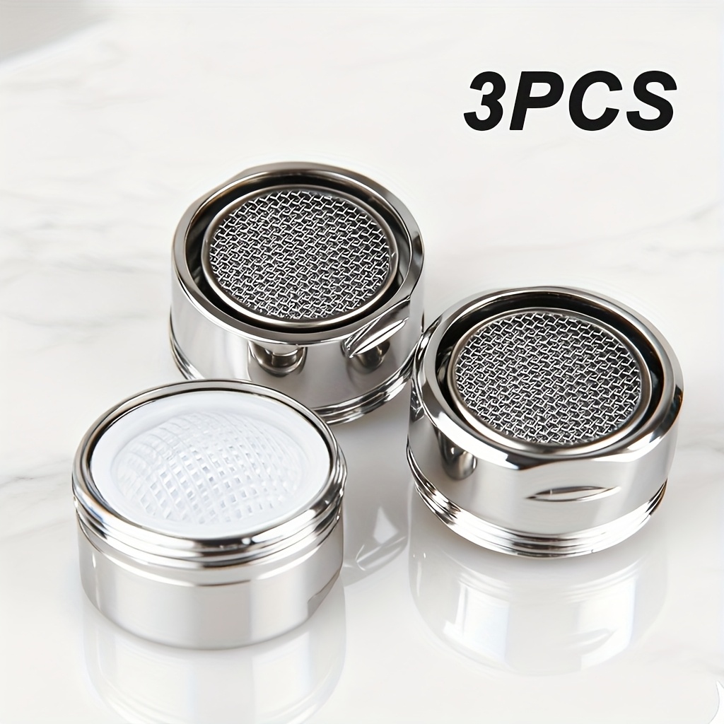 3pcs Exquisite Faucet Aerator - Kitchen, Bathroom Sink, Bar Faucet Additions - . Exquisite Metal Mesh With Fashionable Design, Water Flow , Practical Small Additions For Home Bathroom Renovation