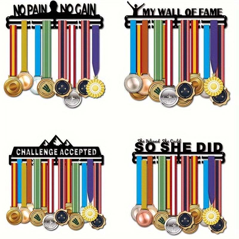 

14" Black Metal Medal Display Rack - Holds 30+ Medals For Running, Swimming, | Perfect Gift For Sports Enthusiasts