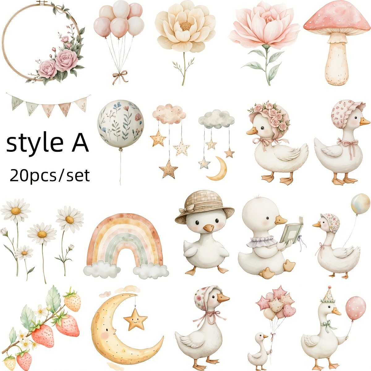 20pcs Set Of Cute Little Birthday Farm Series Stickers
