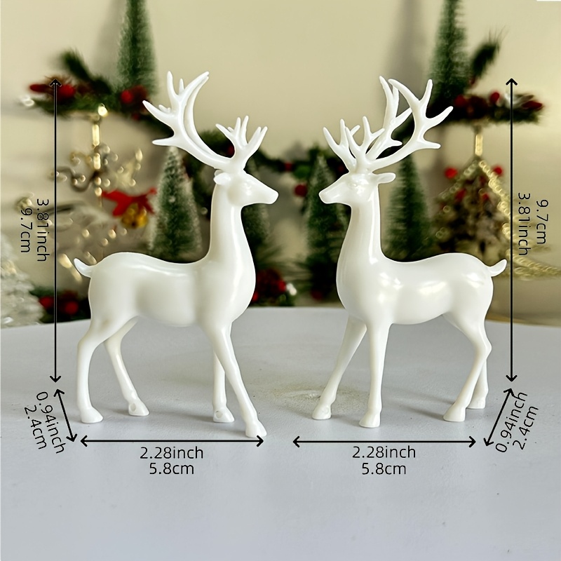 Image of 2ps White Christmas Standing Reindeer Statue Decoration, Holiday Christmas Deer , Desktop Decoration Outdoor , Animal Theme Decorative Art Suitable For Garden And Lawn, Center Decoration