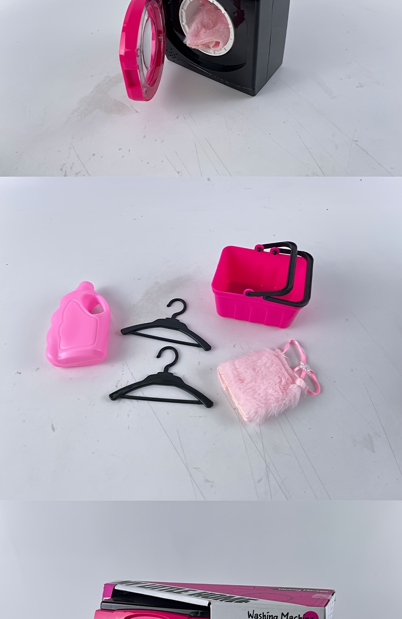 Pretend Play Washing Machine Toy Set – Includes Laundry Basket, Detergent, Iron, Hanger, Fabric & More – Educational Role-Play for Ages 3+ – No Batteries Included