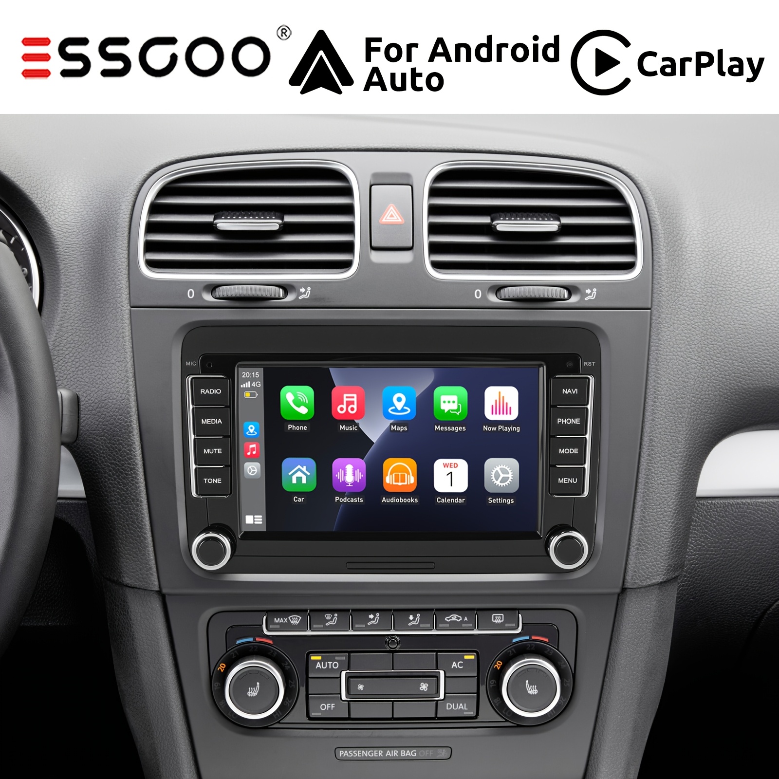 Image of Essgoo 4+64g Android14 Car Stereo For Vw For Caddy For Golf Mk5 For Golf 6 For For For Seat For Rcd330 Mit Carplay And For Auto, 7 Inch 17.78cm Hd-ips Touchscreen Wifi Gps Navi Rds Radio