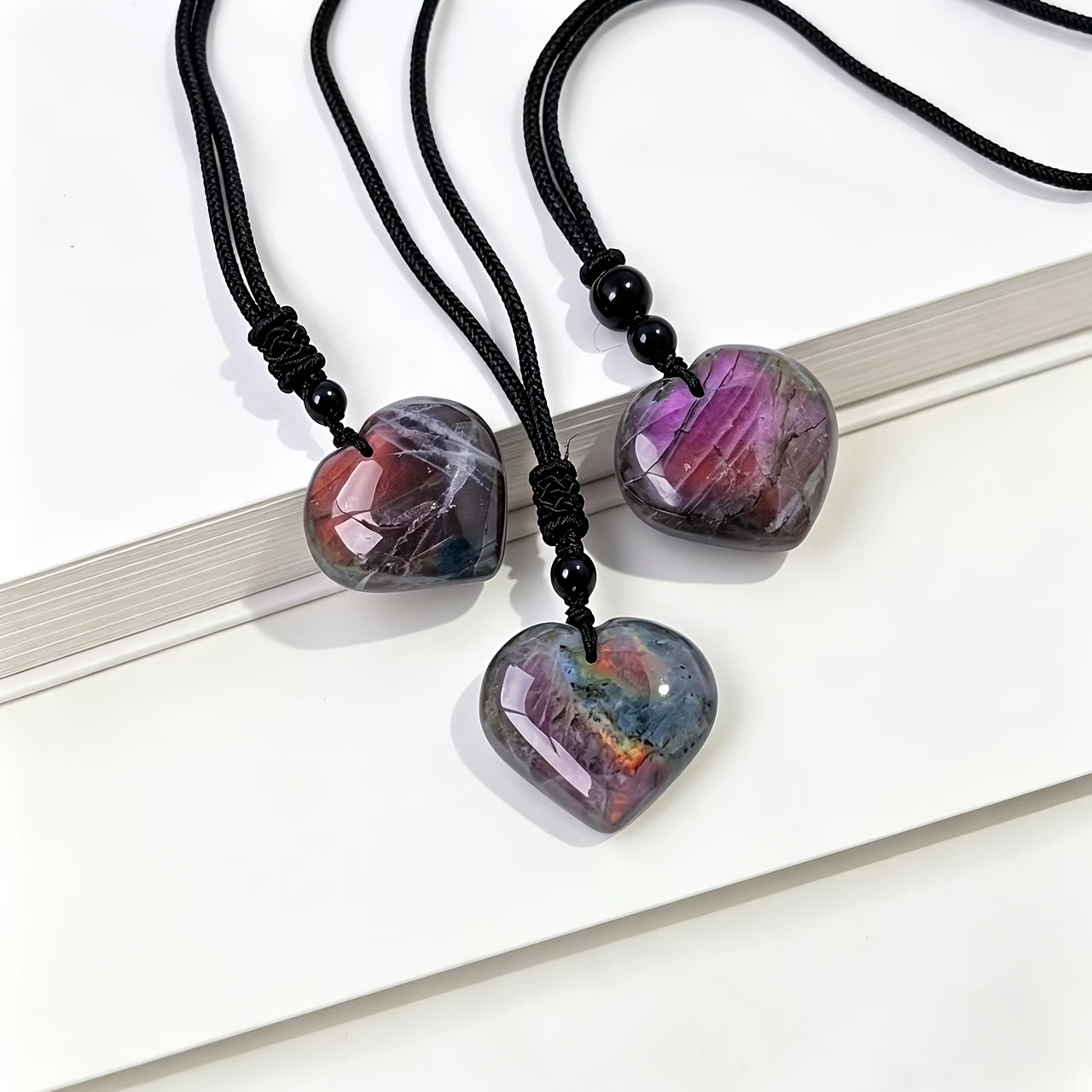 Natural Purple Labradorite Heart Pendant, Elegant Charm