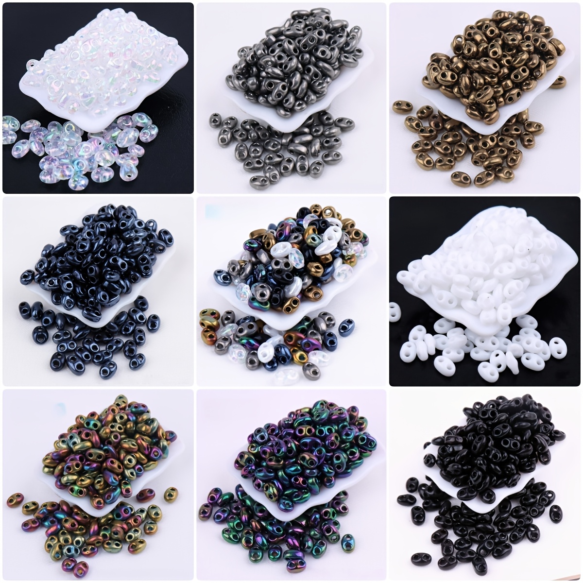 2 5x5mm imitation czech double hole   glass rice beads handmade weaving uniform size beading materials irregular loose beads